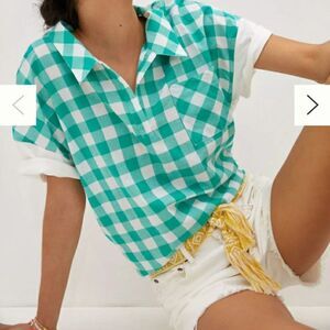 ANTHROPOLOGIE Golda Gingham tie back top